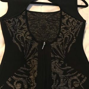 Black and Gold Fitted Cocktail Dress.